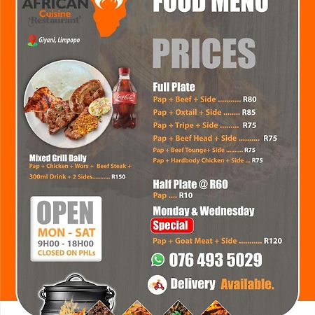 African Cuisine Restaurant Bed and Breakfast Giyani Exteriör bild